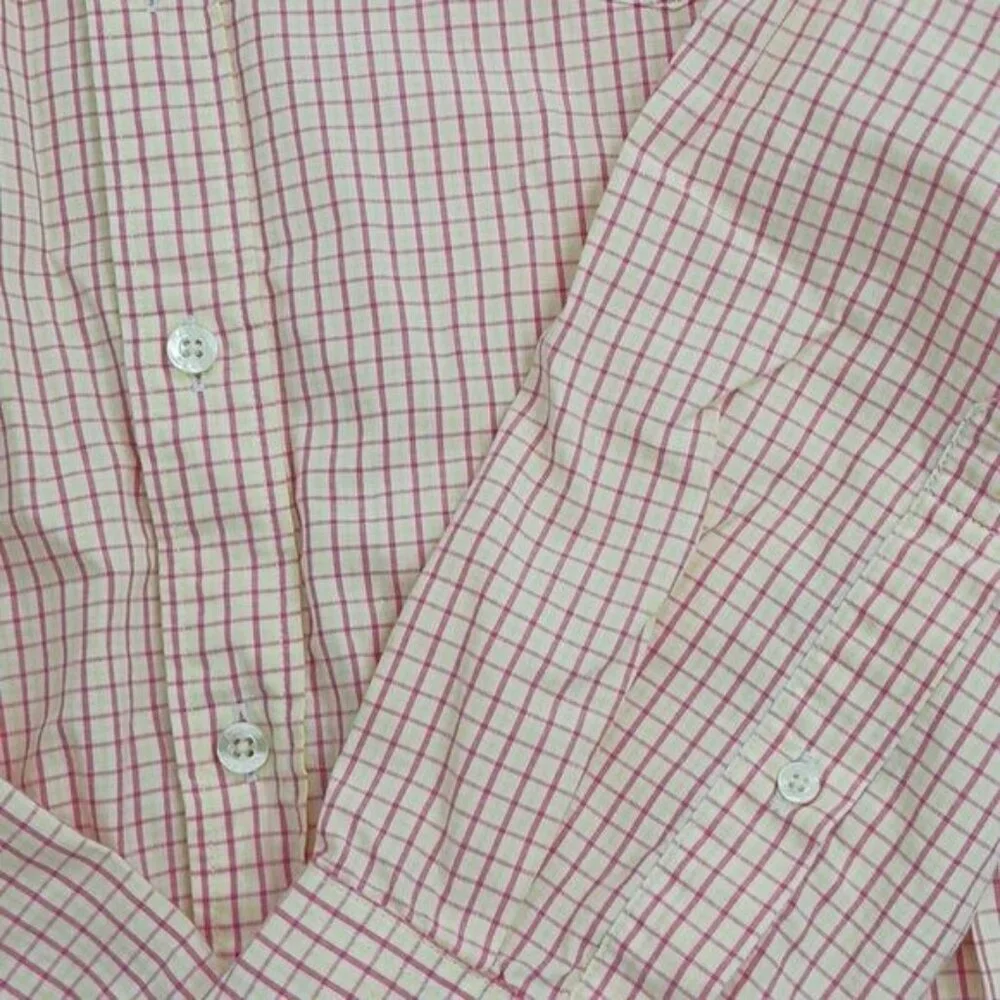 J Crew Mens Button Down Shirt Check Plaid Long Sleeve Casual Red Yellow L